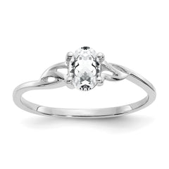 10k White Gold Polished Genuine White Topaz Birthstone Ring