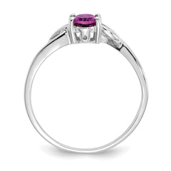 10k White Gold Polished Genuine Rhodolite Garnet Birthstone Ring