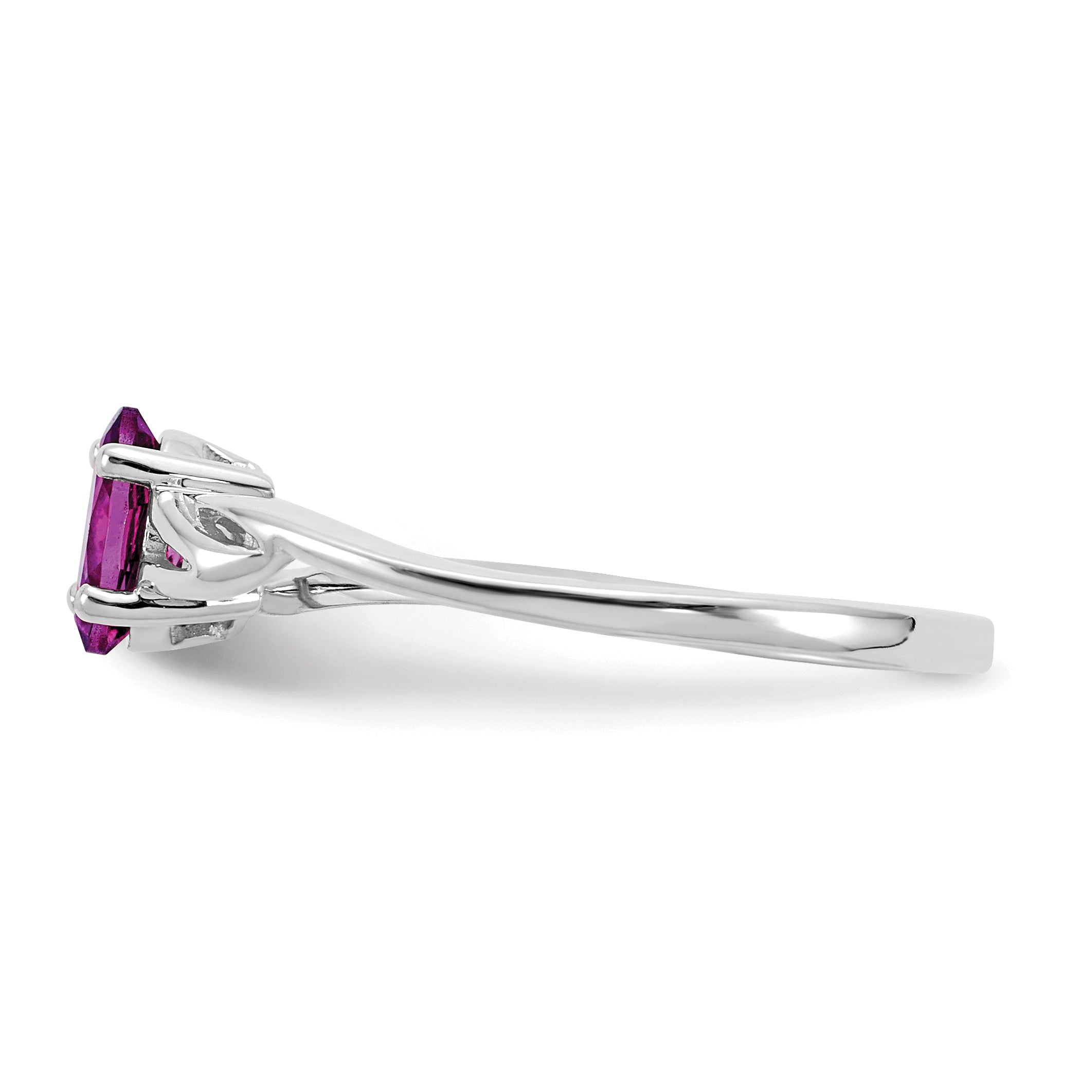 10k White Gold Polished Genuine Rhodolite Garnet Birthstone Ring