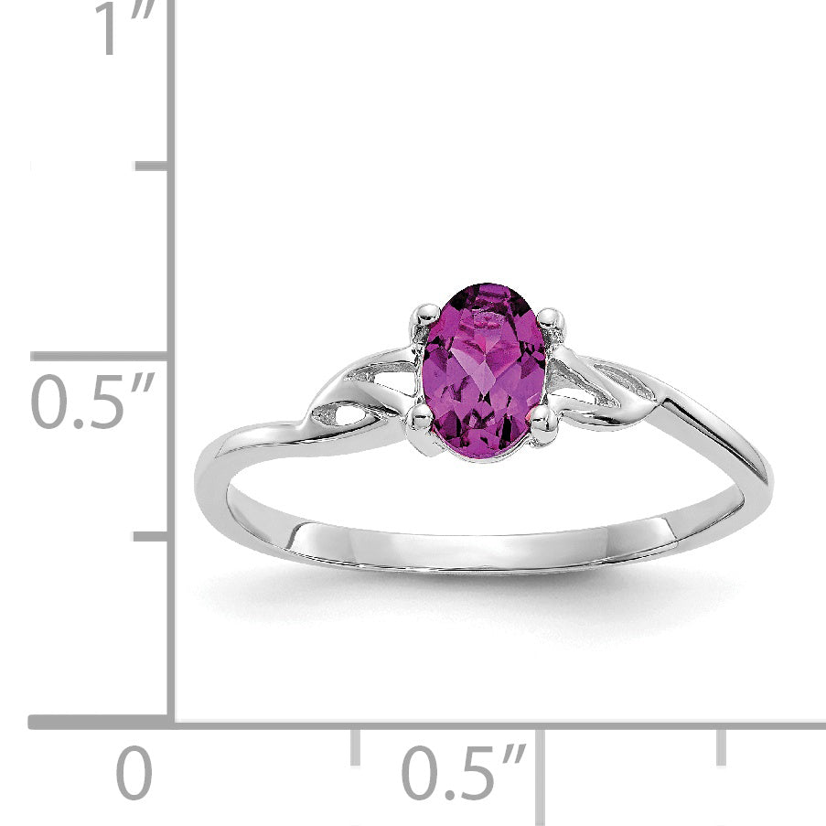 10k White Gold Polished Genuine Rhodolite Garnet Birthstone Ring