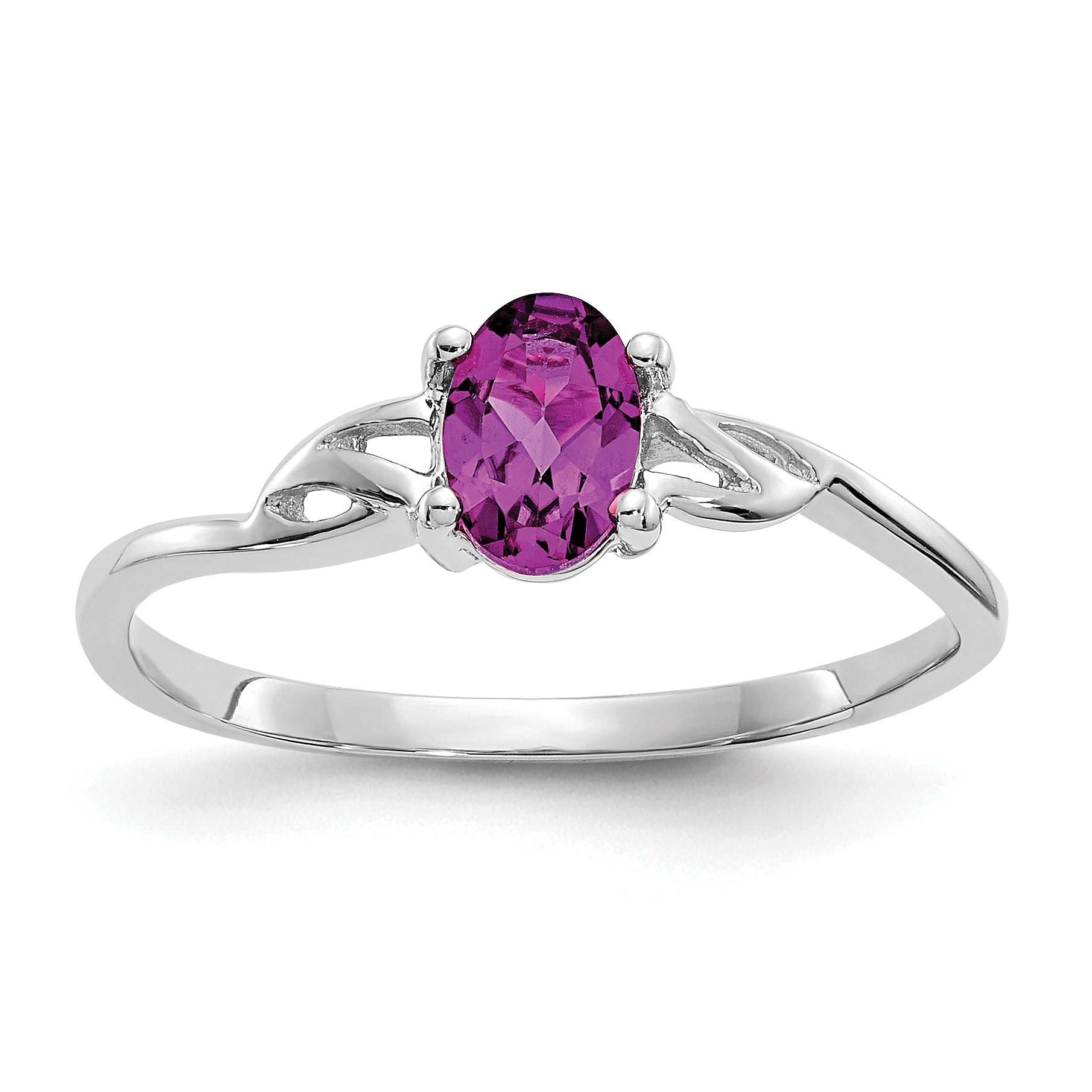 10k White Gold Polished Genuine Rhodolite Garnet Birthstone Ring