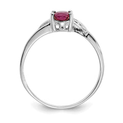 10k White Gold Polished Genuine Ruby Birthstone Ring