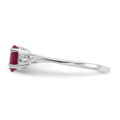 10k White Gold Polished Genuine Ruby Birthstone Ring