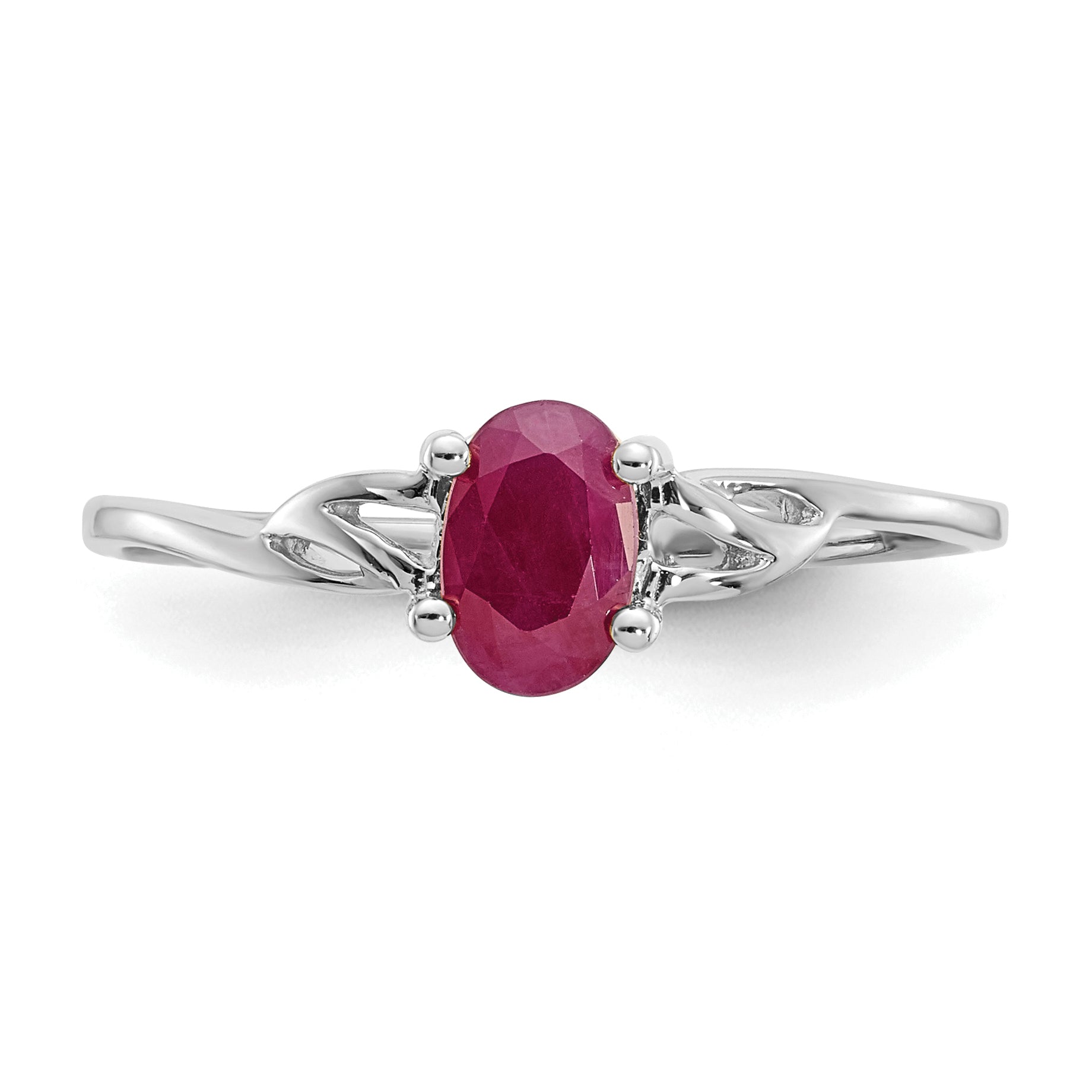 10k White Gold Polished Genuine Ruby Birthstone Ring