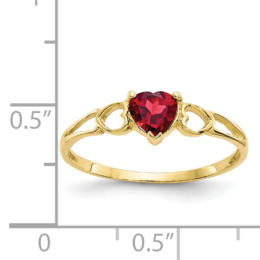 10K Polished Geniune Garnet Birthstone Ring