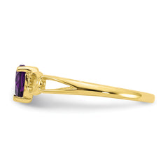 10k Polished Genuine Amethyst Birthstone Ring