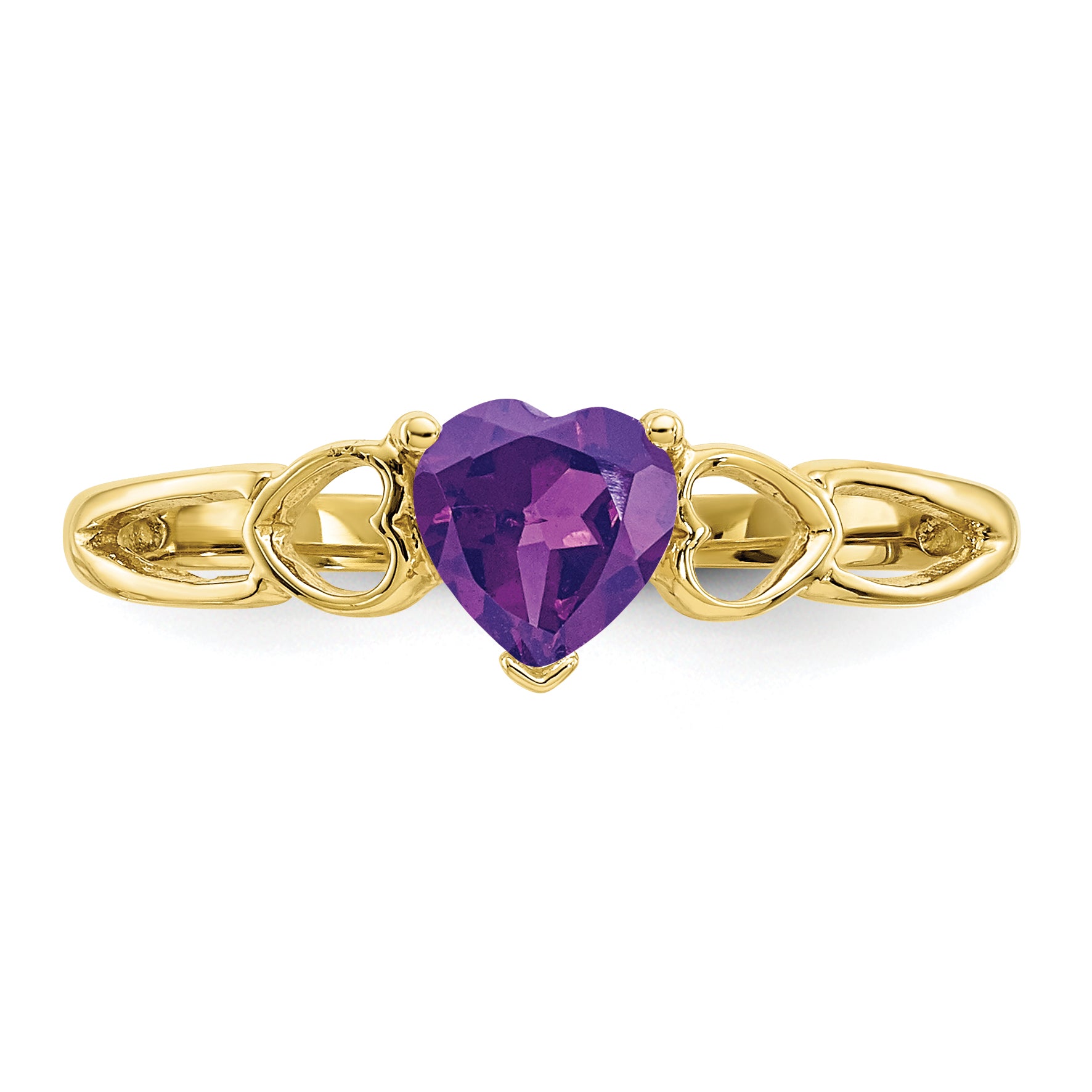 10k Polished Genuine Amethyst Birthstone Ring