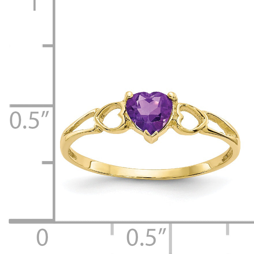 10k Polished Genuine Amethyst Birthstone Ring