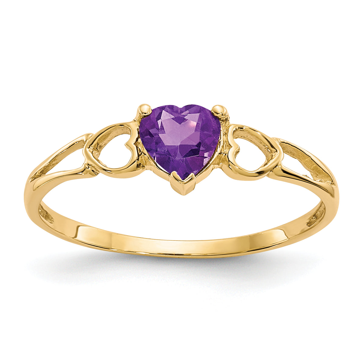 10k Polished Genuine Amethyst Birthstone Ring