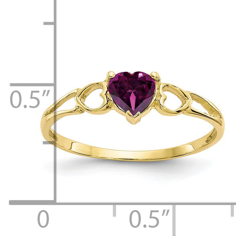 10k Polished Genuine Rhodolite Garnet Birthstone Ring