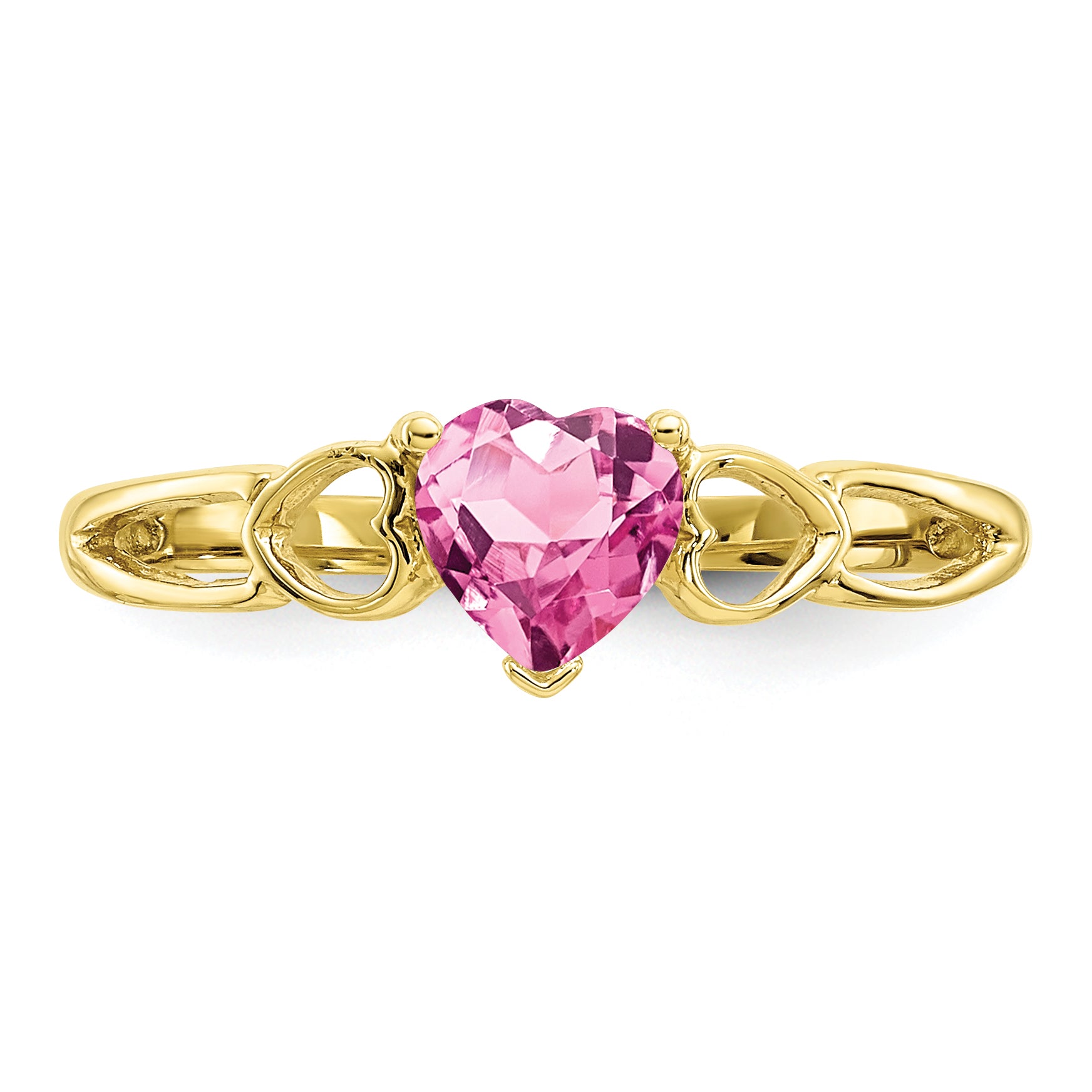10k Polished Genuine Pink Tourmaline Birthstone Ring
