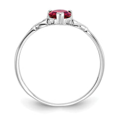 10k White Gold Polished Genuine Garnet Birthstone Ring