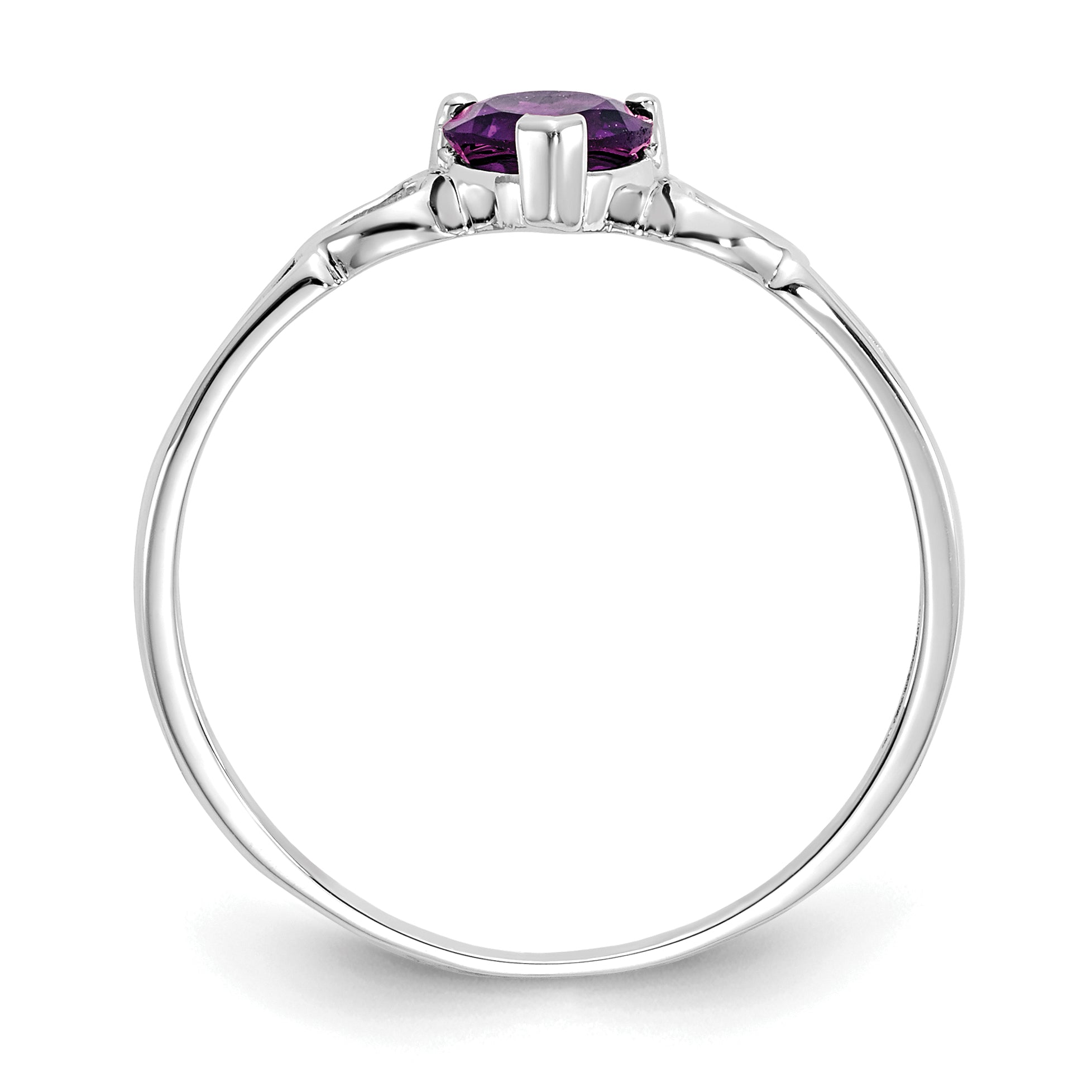 10k White Gold Polished Genuine Amethyst Birthstone Ring