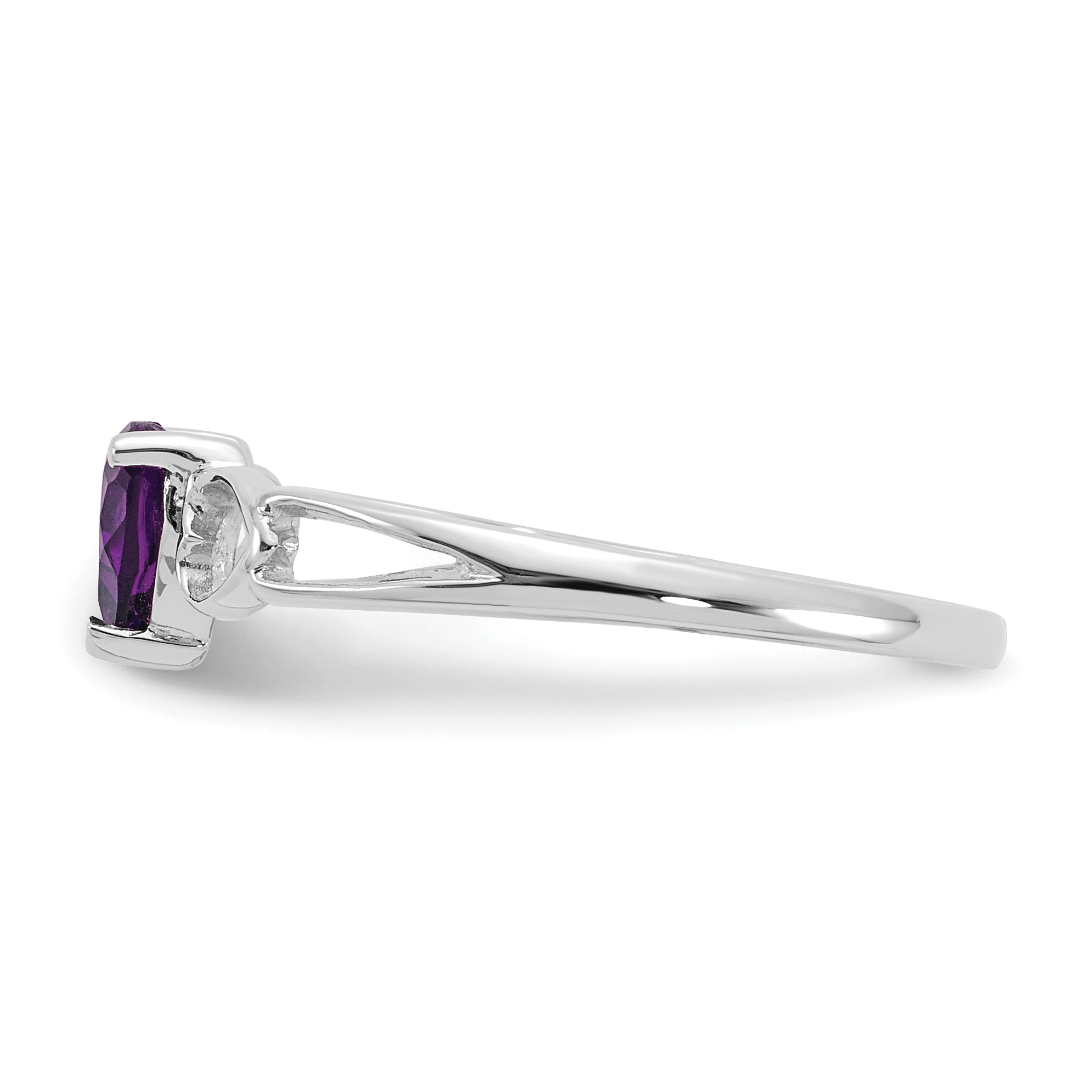 10k White Gold Polished Genuine Amethyst Birthstone Ring