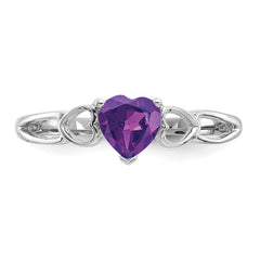 10k White Gold Polished Genuine Amethyst Birthstone Ring