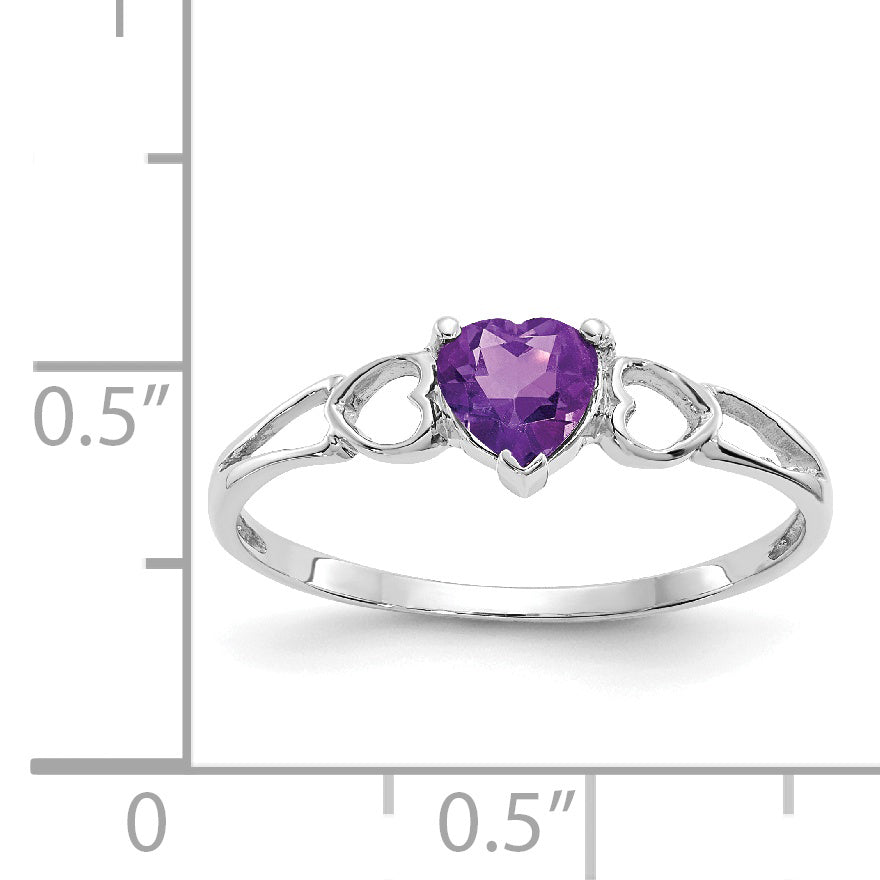 10k White Gold Polished Genuine Amethyst Birthstone Ring