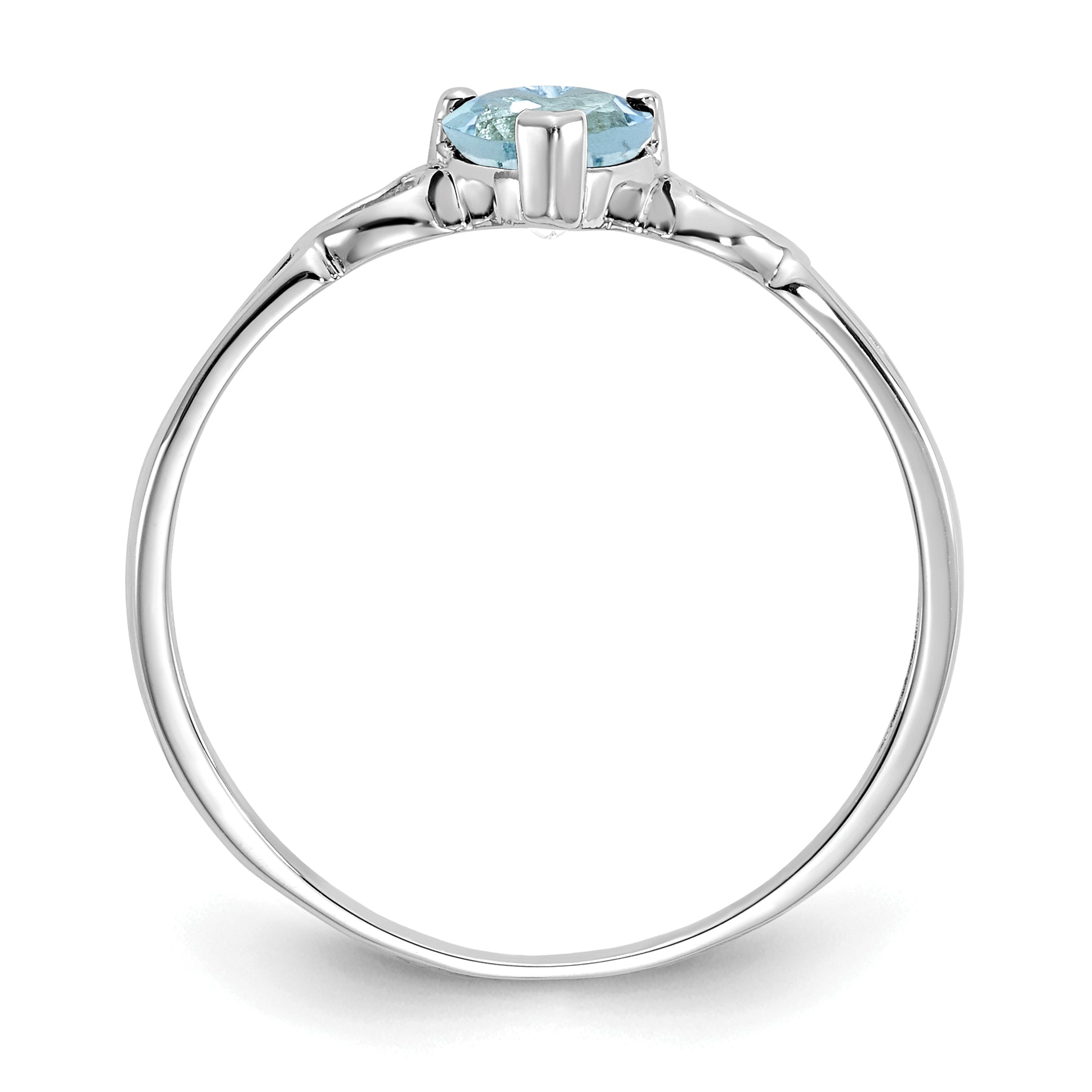 10k White Gold Polished Genuine Aquamarine Birthstone Ring