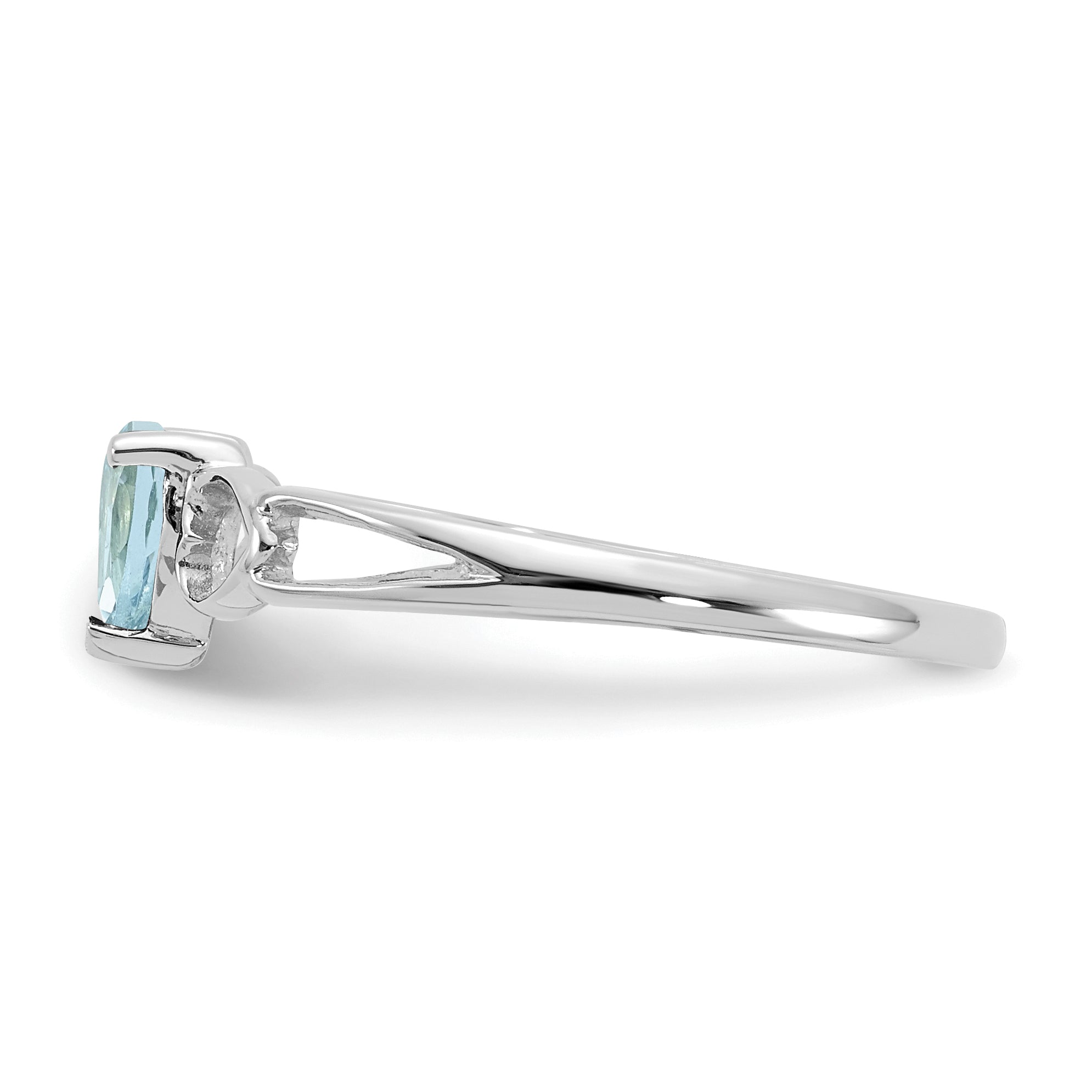 10k White Gold Polished Genuine Aquamarine Birthstone Ring