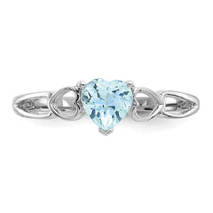 10k White Gold Polished Genuine Aquamarine Birthstone Ring