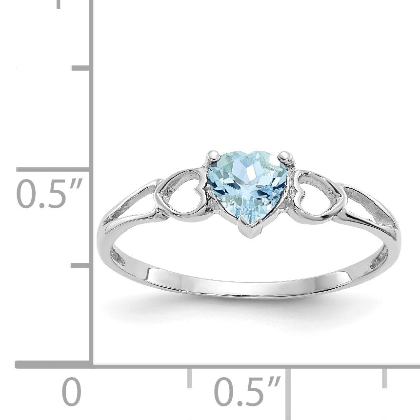 10k White Gold Polished Genuine Aquamarine Birthstone Ring