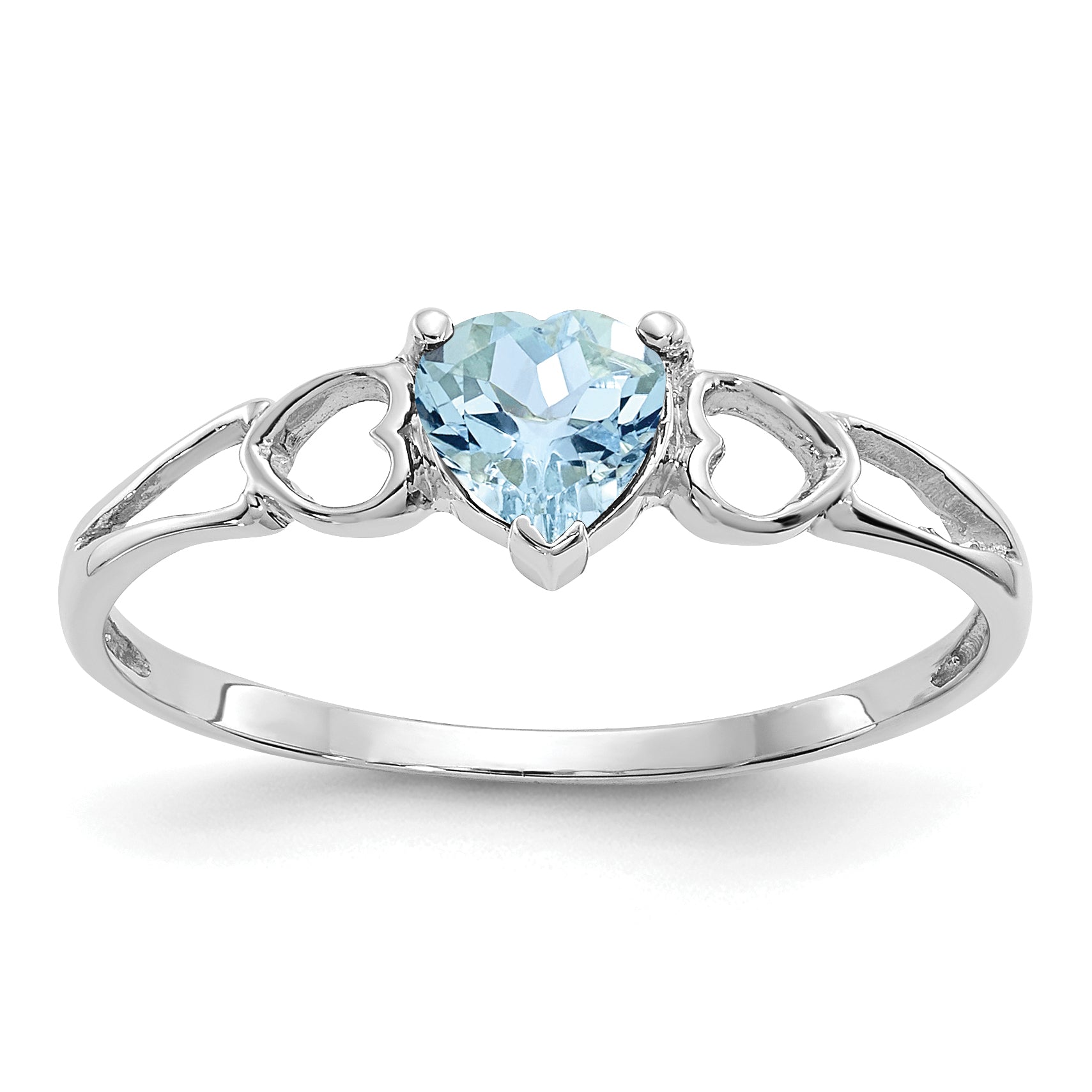 10k White Gold Polished Genuine Aquamarine Birthstone Ring