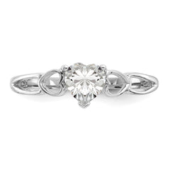 10k White Gold Polished Genuine White Topaz Birthstone Ring