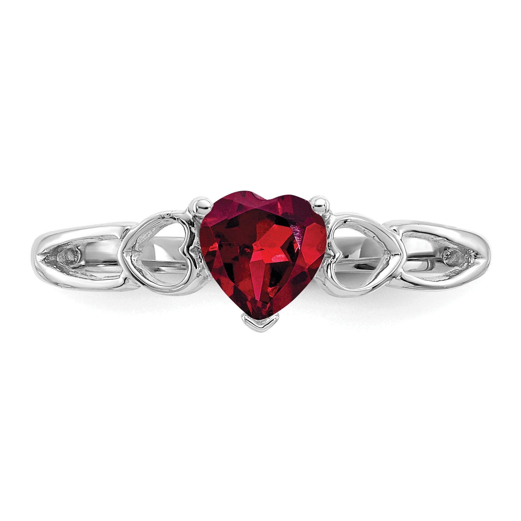 10k White Gold Polished Genuine Rhodolite Garnet Birthstone Ring