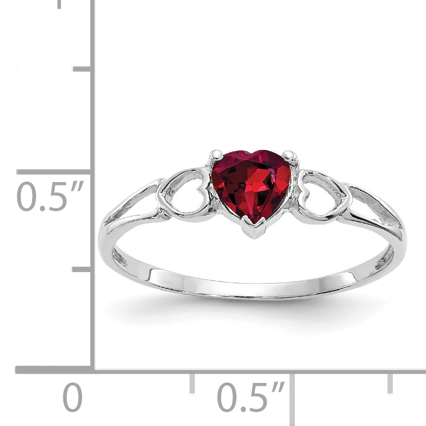 10k White Gold Polished Genuine Rhodolite Garnet Birthstone Ring