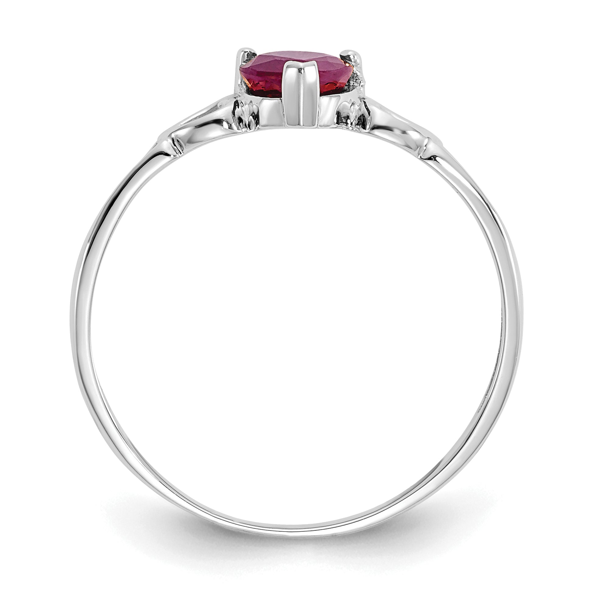 10k White Gold Polished Genuine Ruby Birthstone Ring