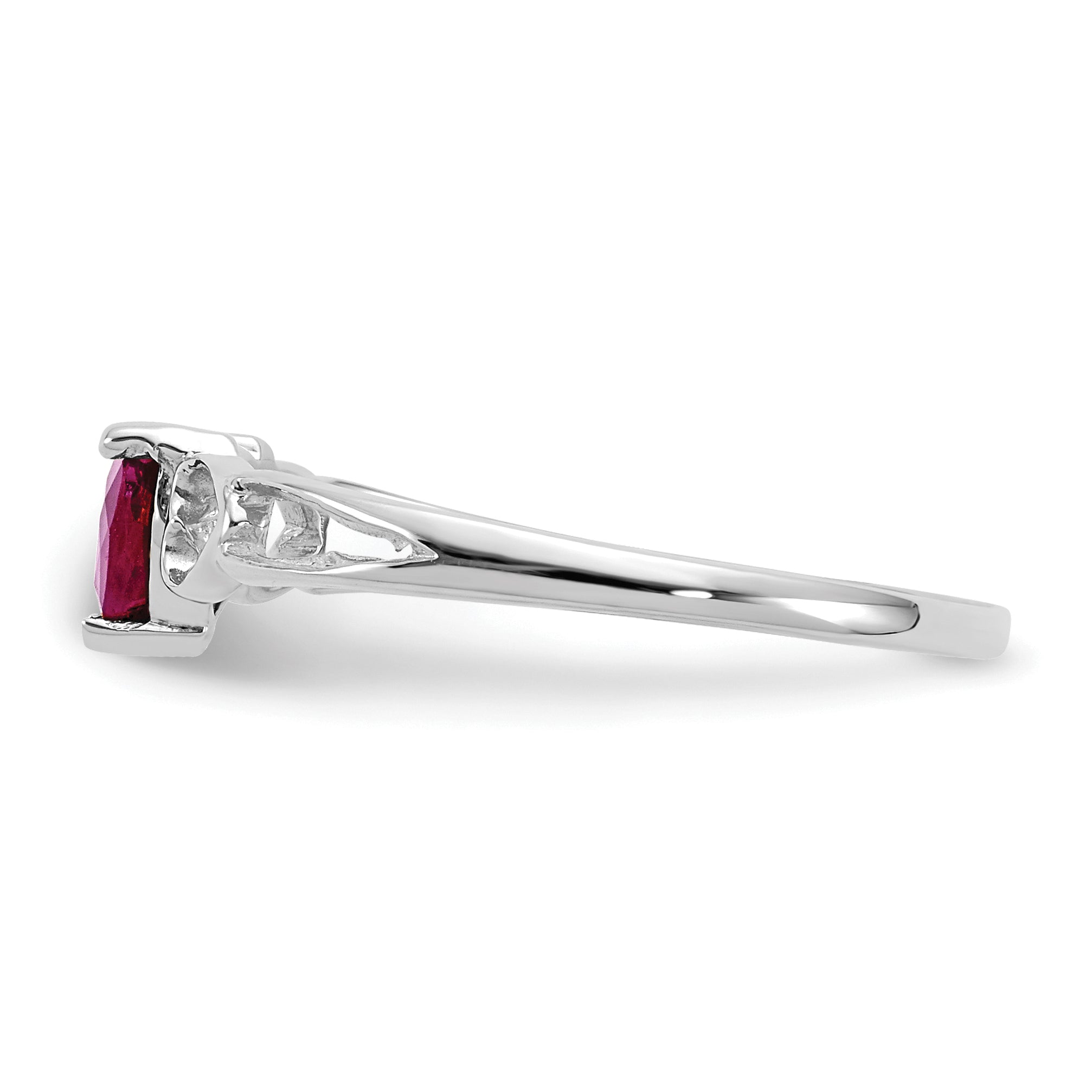 10k White Gold Polished Genuine Ruby Birthstone Ring