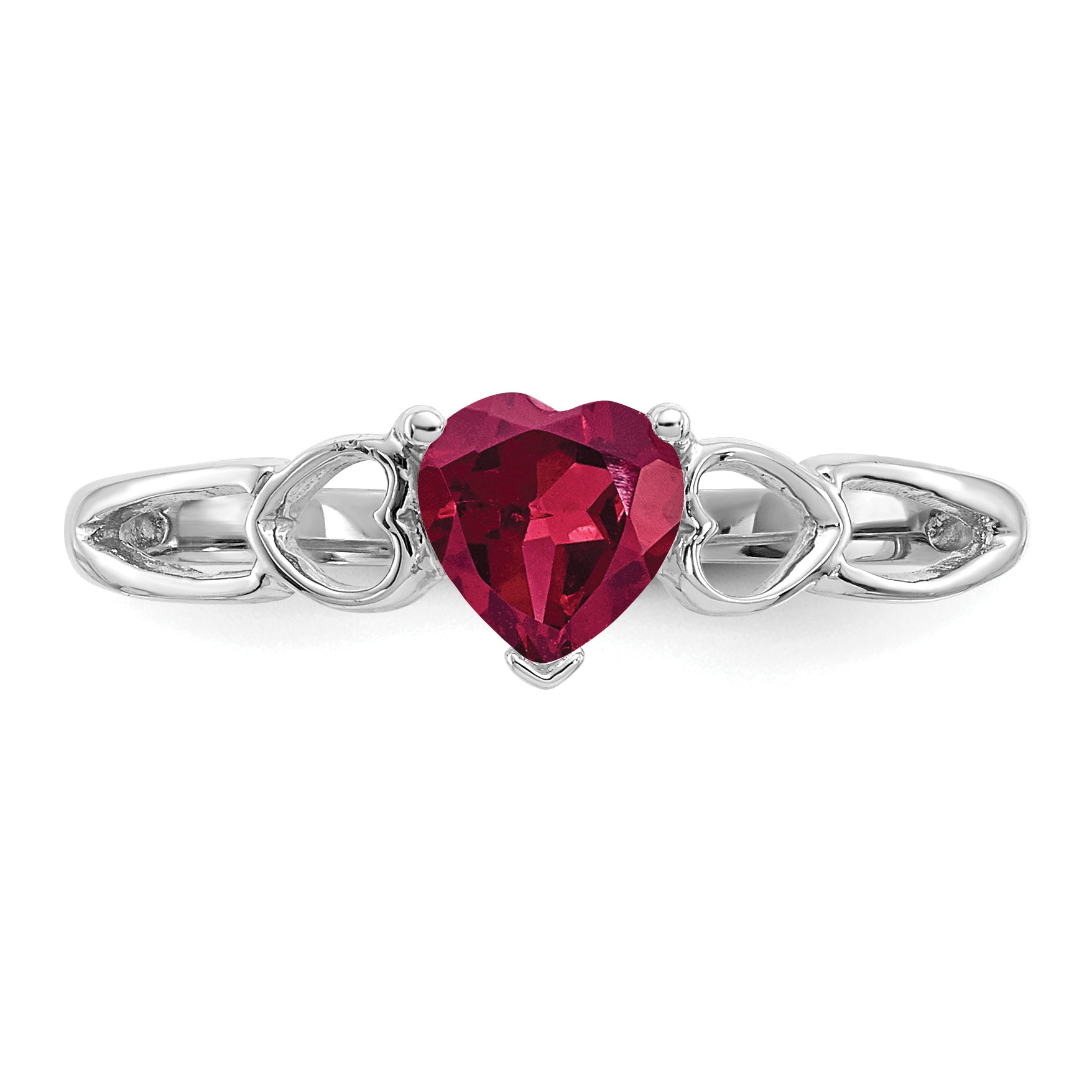 10k White Gold Polished Genuine Ruby Birthstone Ring