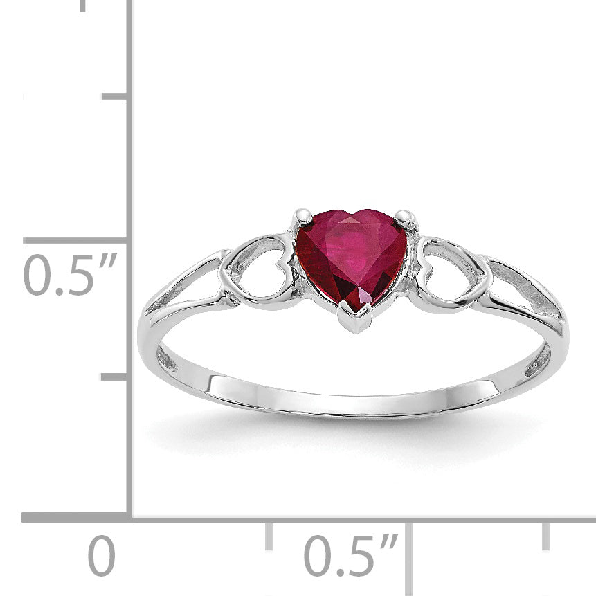 10k White Gold Polished Genuine Ruby Birthstone Ring