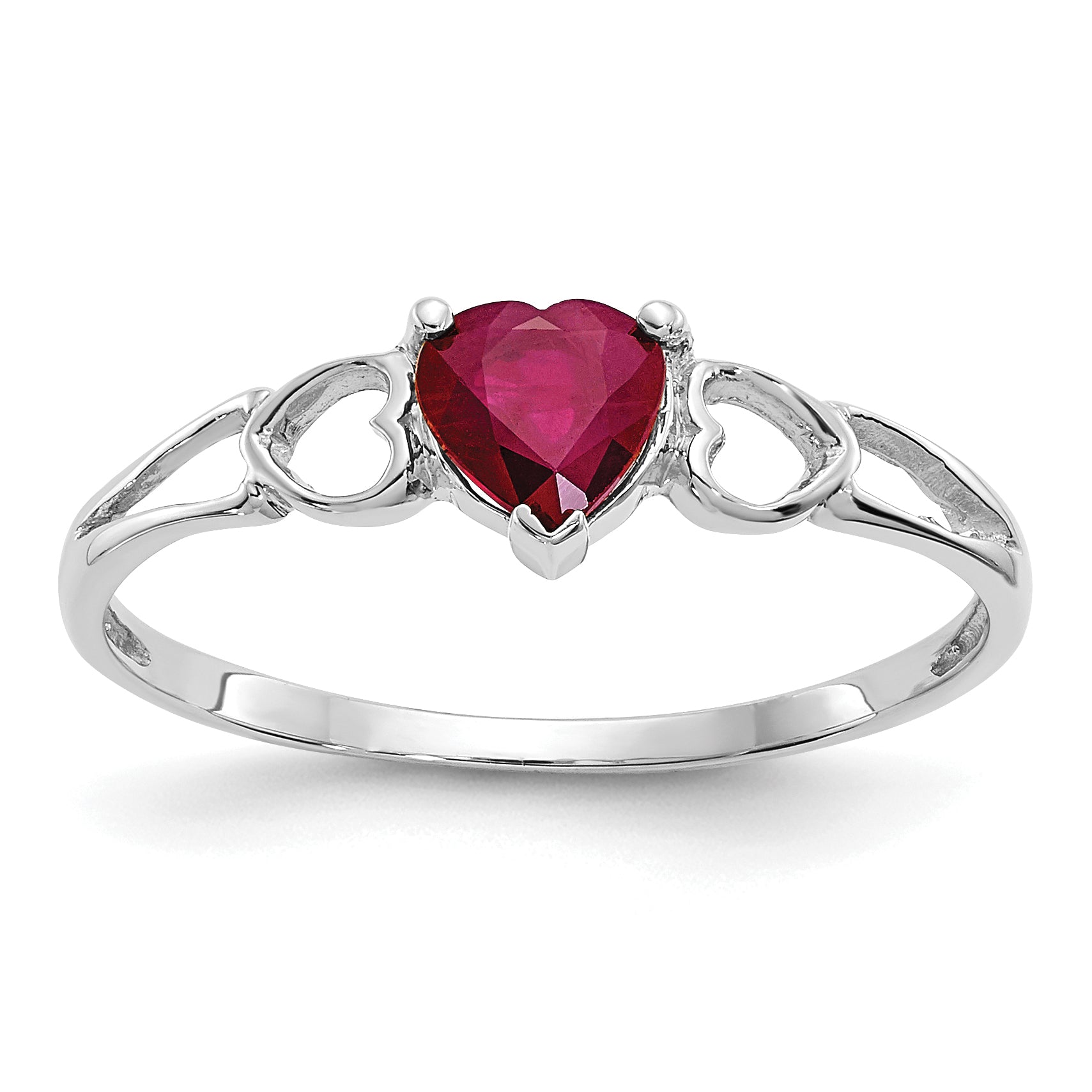 10k White Gold Polished Genuine Ruby Birthstone Ring