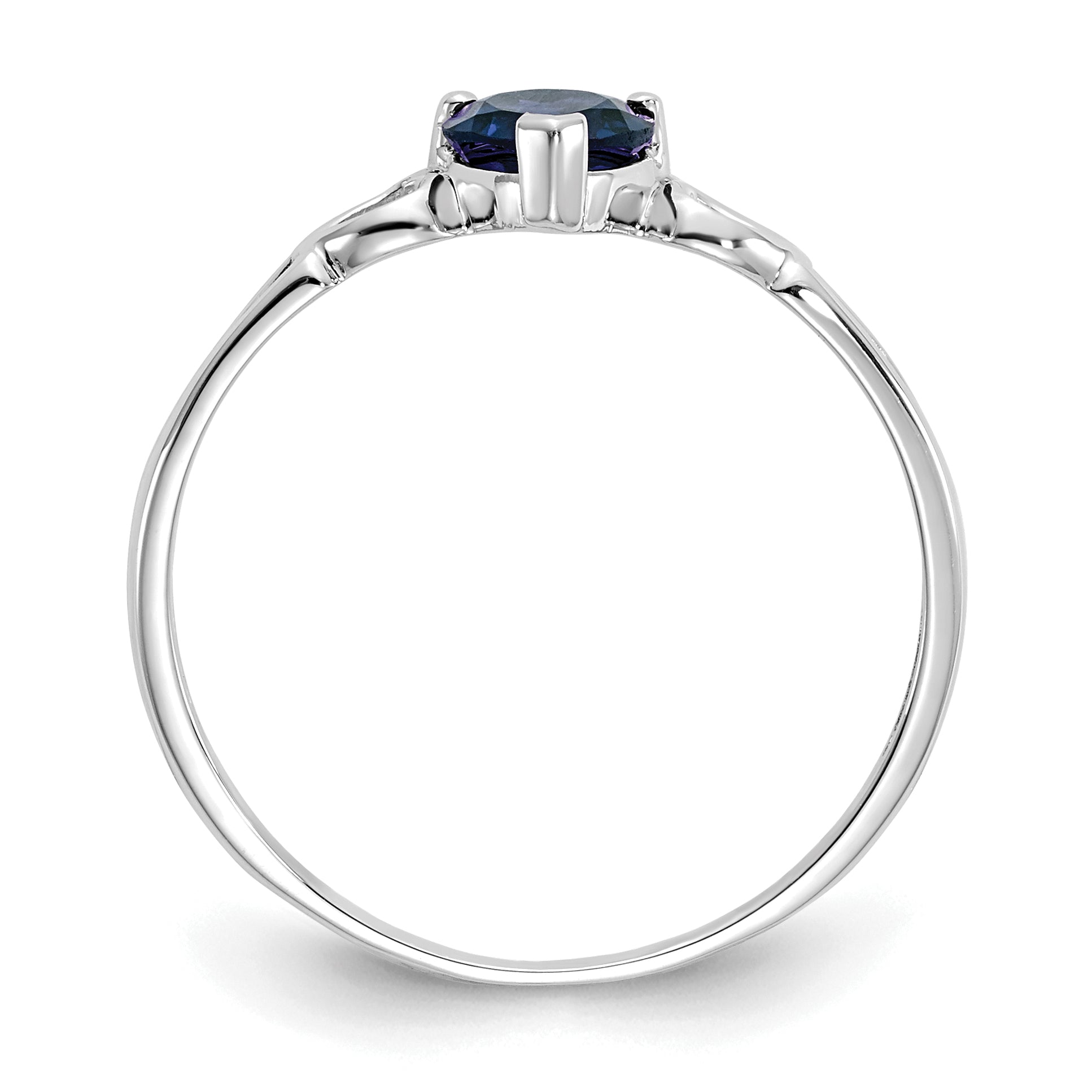 10k White Gold Polished Genuine Sapphire Birthstone Ring