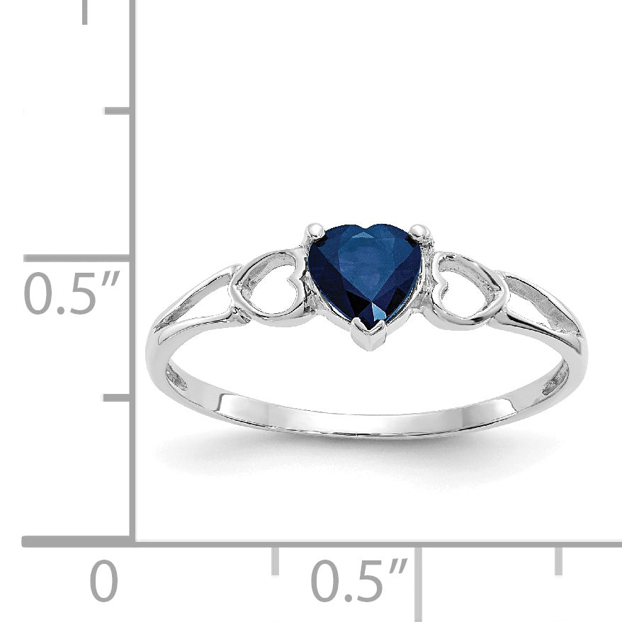 10k White Gold Polished Genuine Sapphire Birthstone Ring