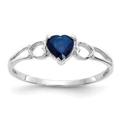 10k White Gold Polished Genuine Sapphire Birthstone Ring