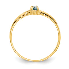 10k Polished Genuine Aquamarine Birthstone Ring