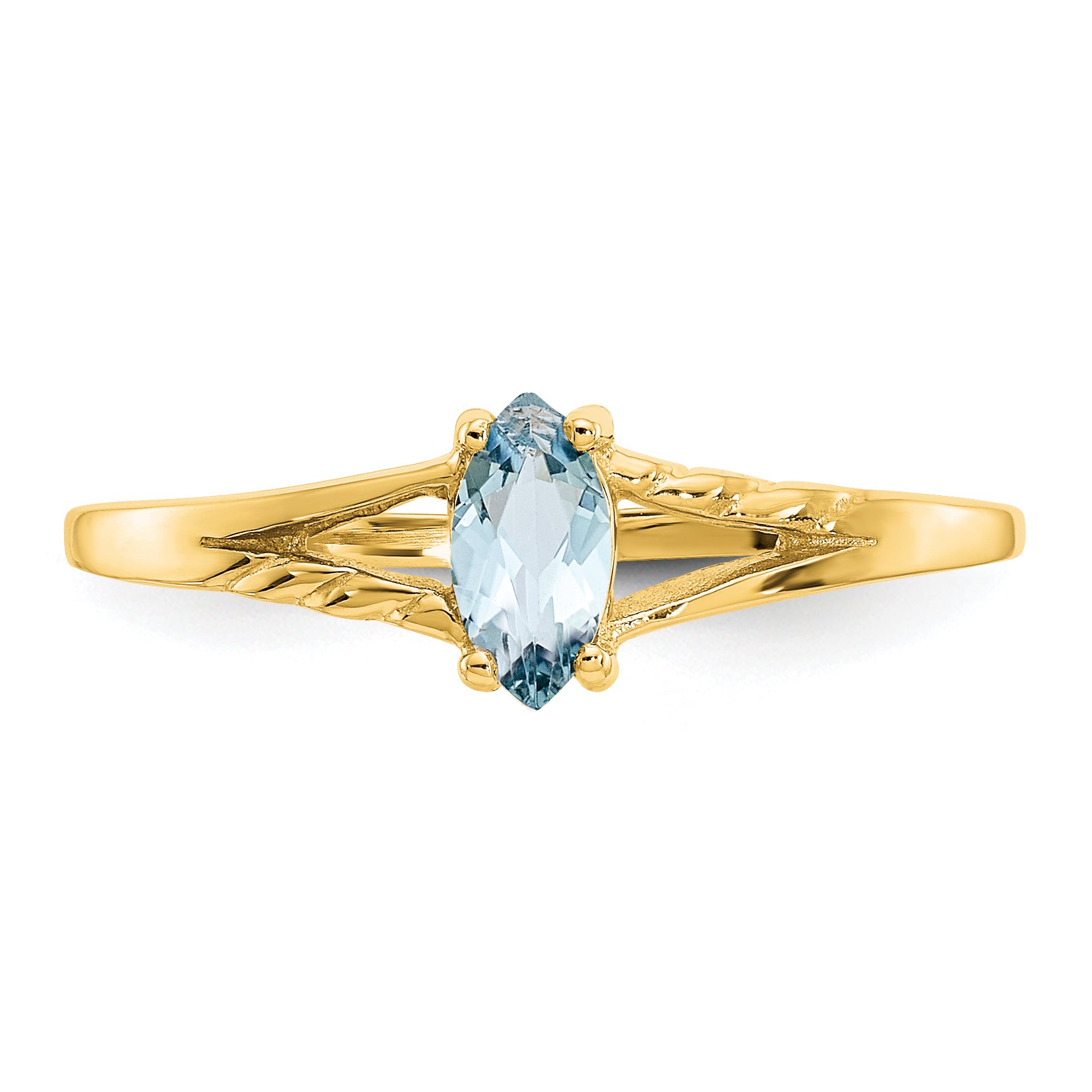 10k Polished Genuine Aquamarine Birthstone Ring