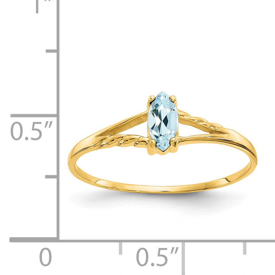 10k Polished Genuine Aquamarine Birthstone Ring