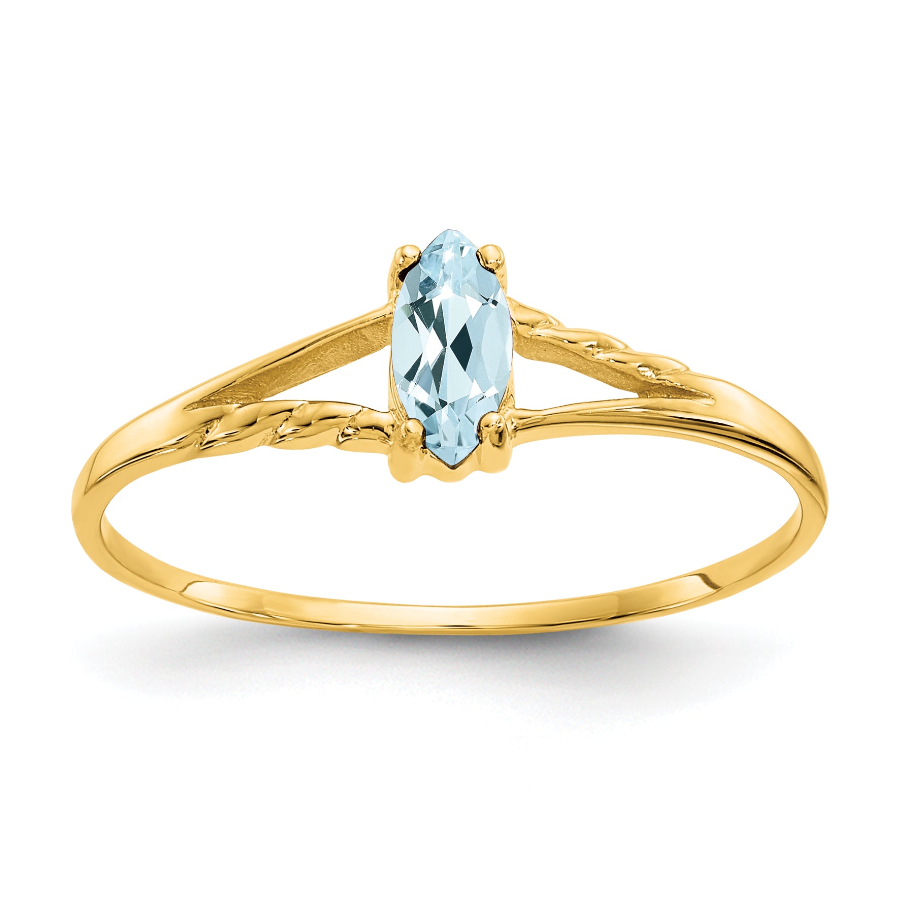 10k Polished Genuine Aquamarine Birthstone Ring