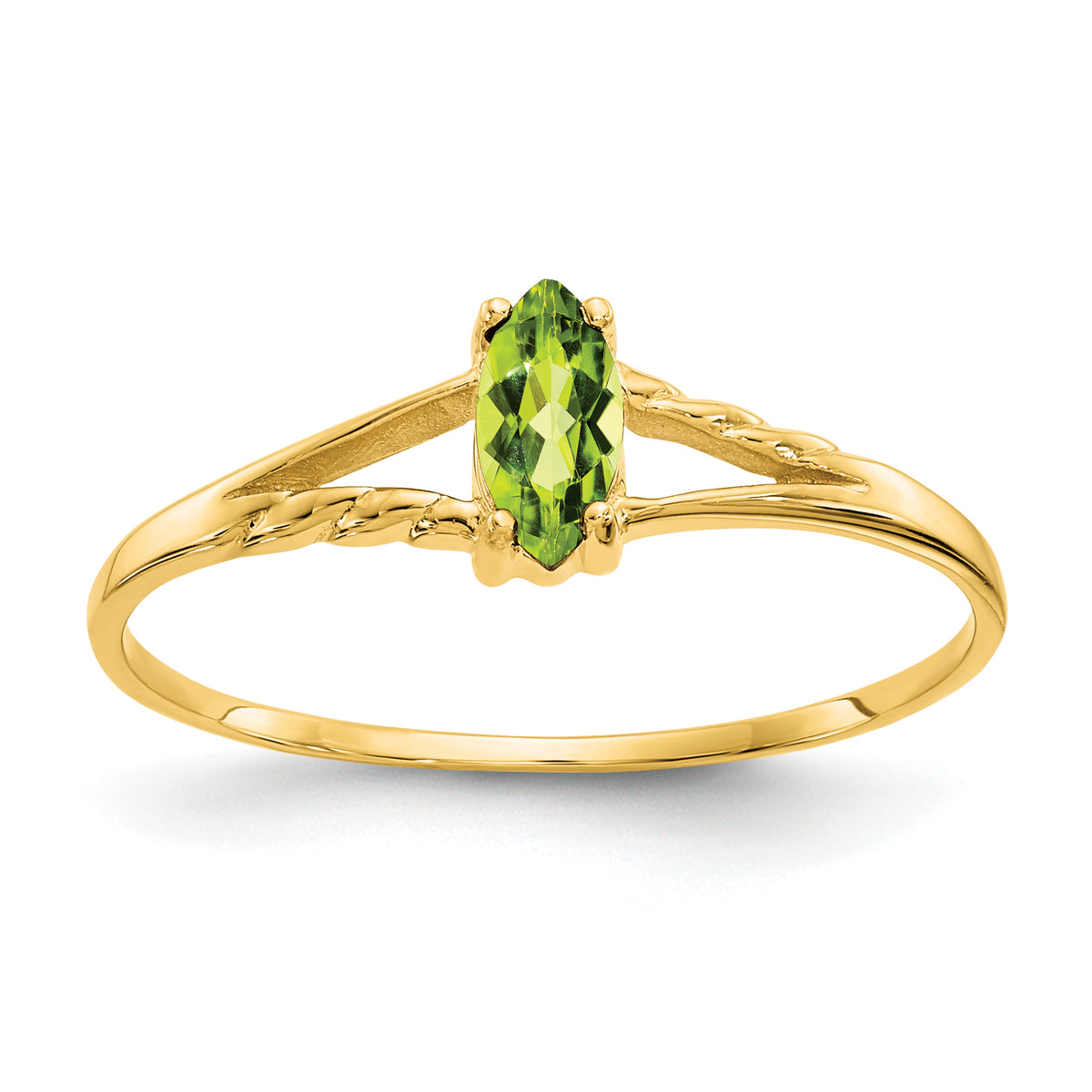 10k Polished Genuine Peridot Birthstone Ring