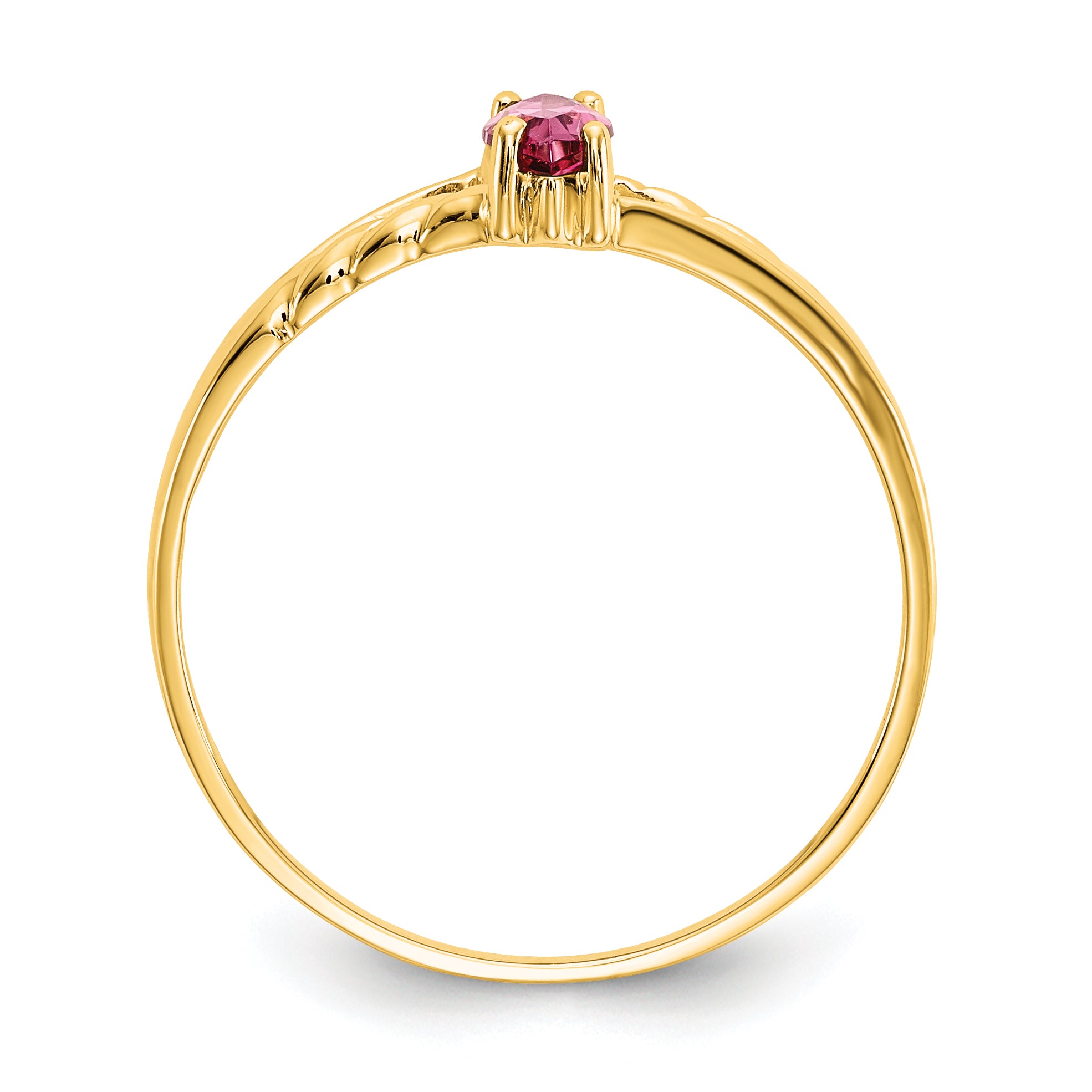 10k Polished Genuine Pink Tourmaline Birthstone Ring