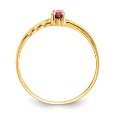 10k Polished Genuine Pink Tourmaline Birthstone Ring