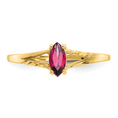 10k Polished Genuine Pink Tourmaline Birthstone Ring