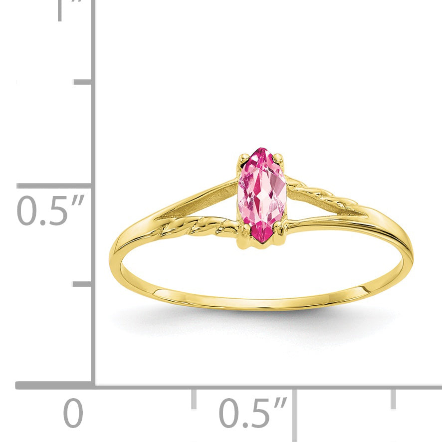 10k Polished Genuine Pink Tourmaline Birthstone Ring