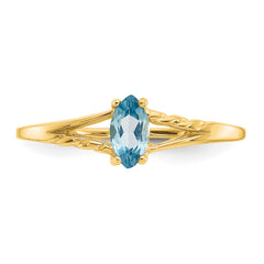 10k Polished Genuine Blue Topaz Birthstone Ring