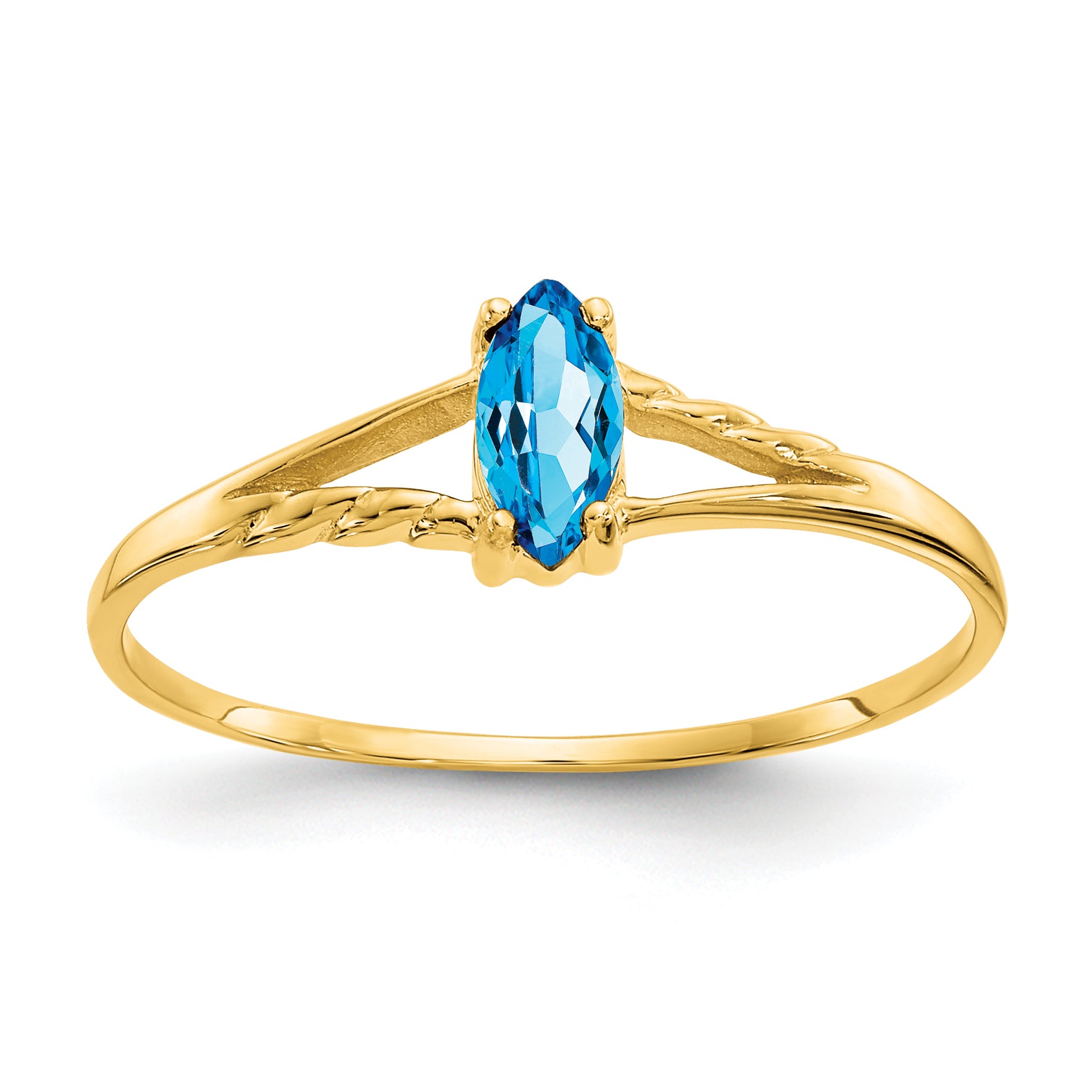 10k Polished Genuine Blue Topaz Birthstone Ring