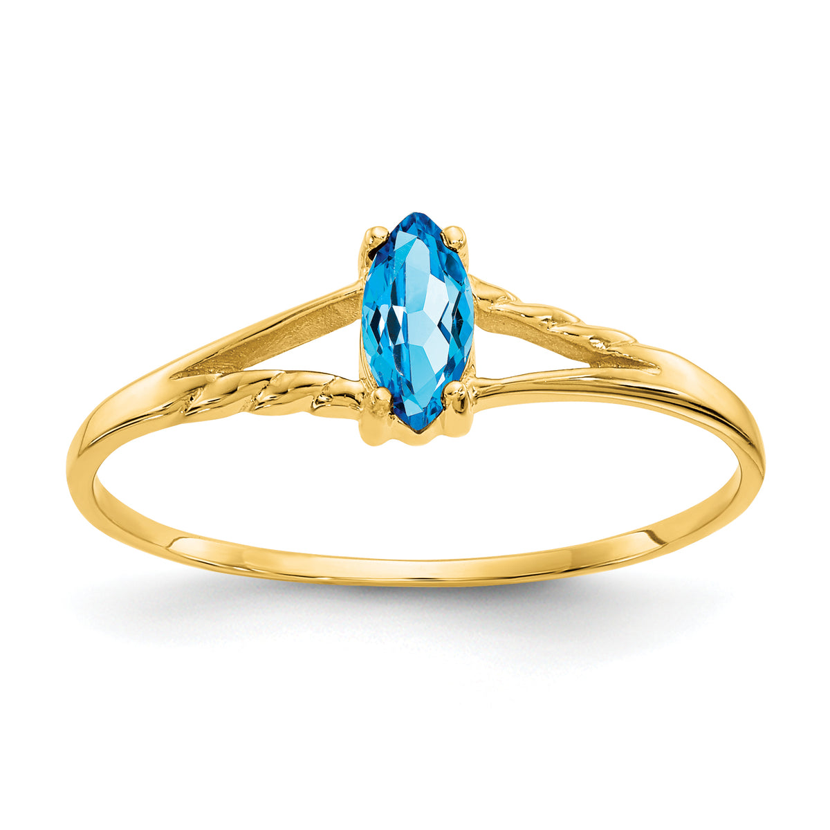 10k Polished Genuine Blue Topaz Birthstone Ring