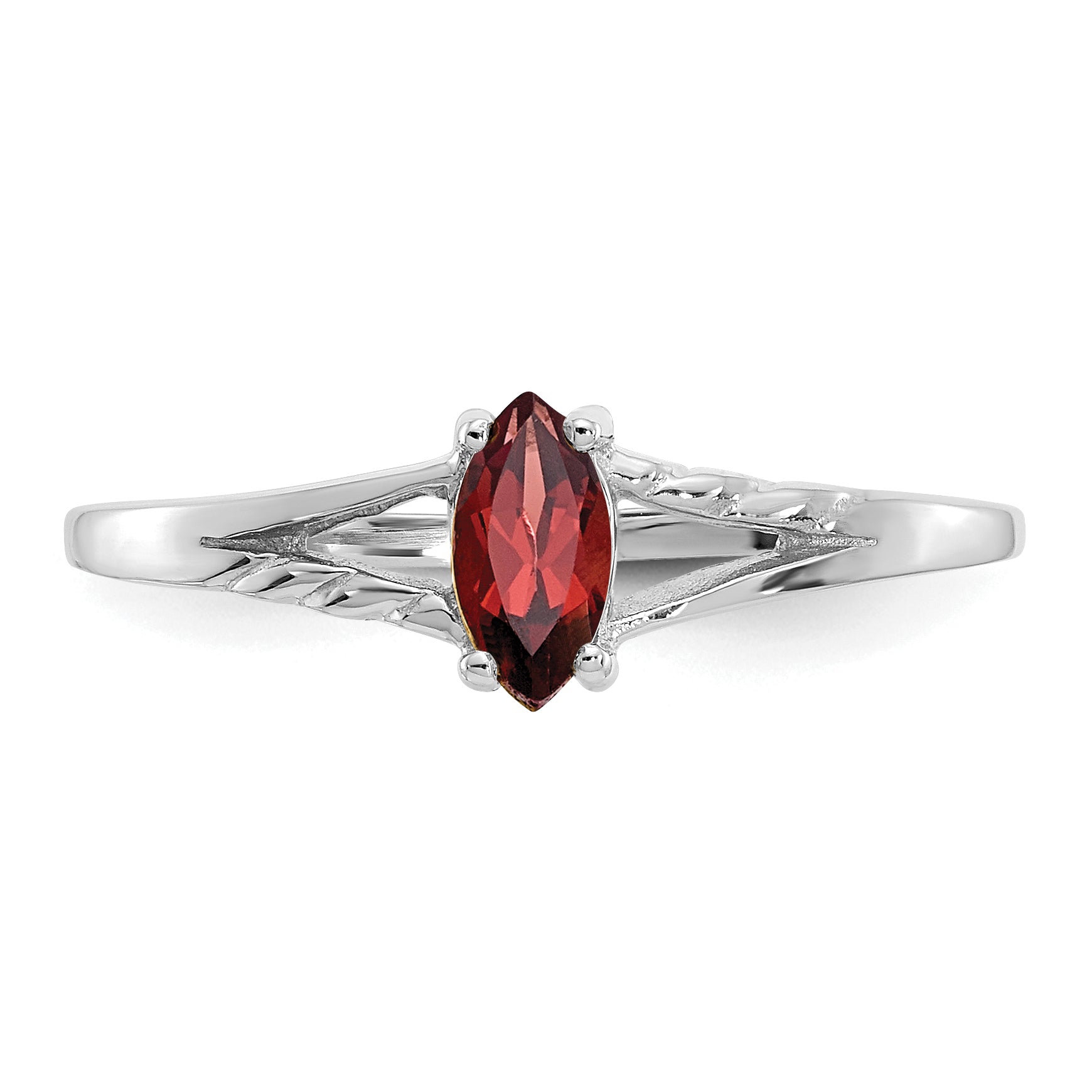 10k White Gold Polished Genuine Garnet Birthstone Ring