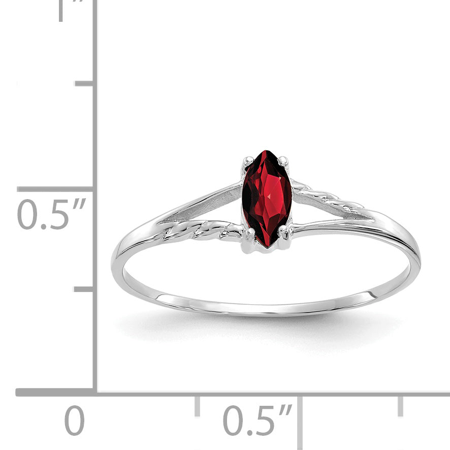 10k White Gold Polished Genuine Garnet Birthstone Ring